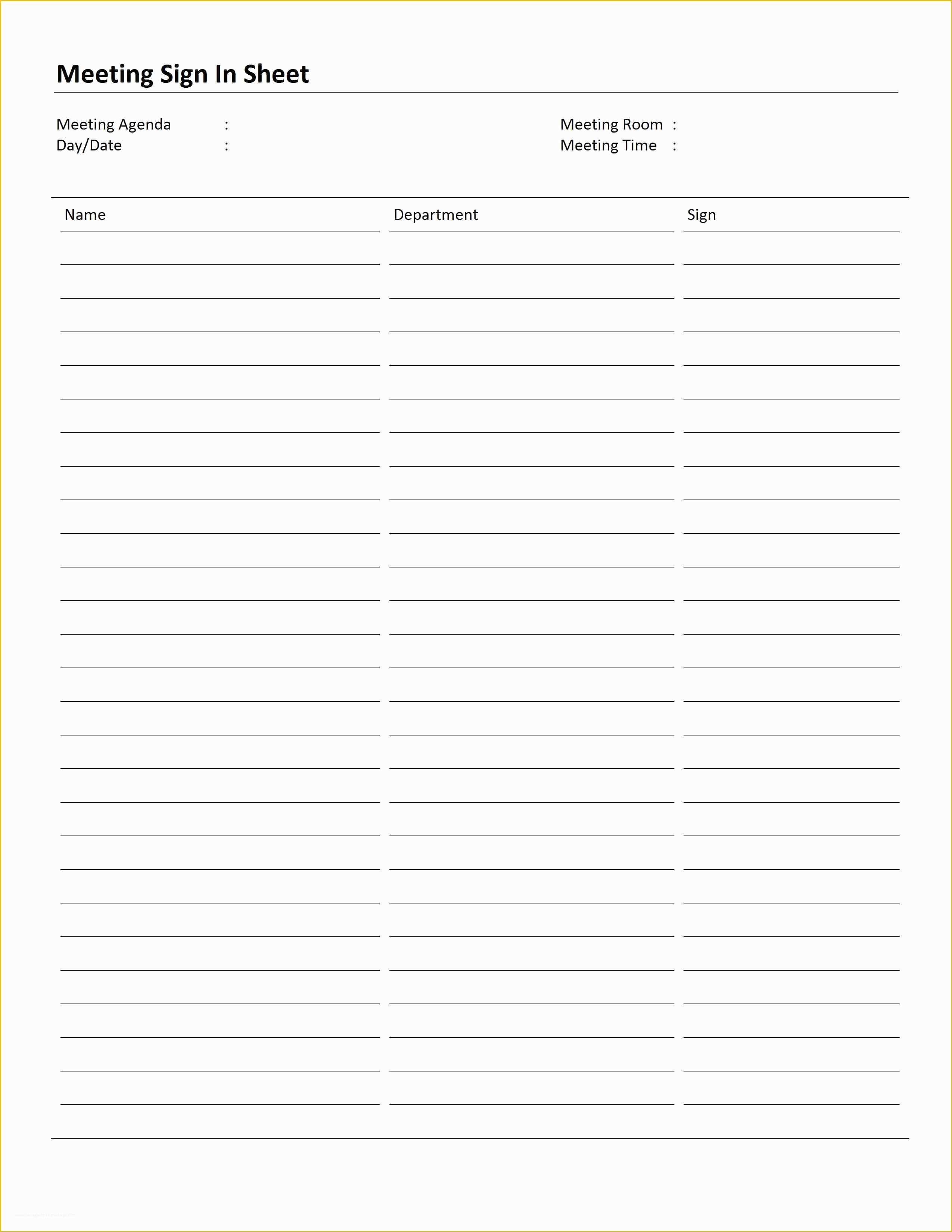 Free Sign In Sheet Template Of Meeting Sign In Sheet