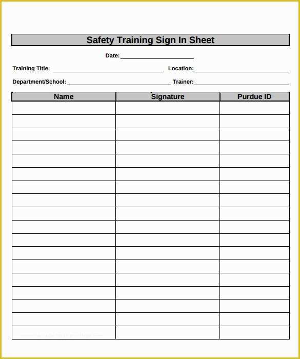 Free Sign In Sheet Template Of Sample Training Sign In Sheet 15 Documents In Pdf