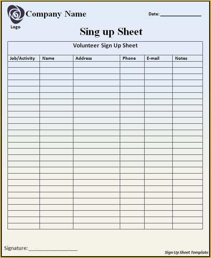 Free Sign In Sheet Template Of Sign Up Sheet Template