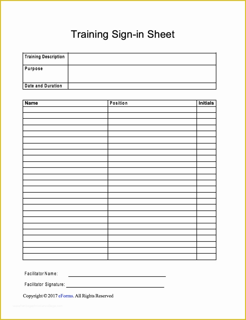 Free Sign In Sheet Template Of Training Sign In Sheet Template