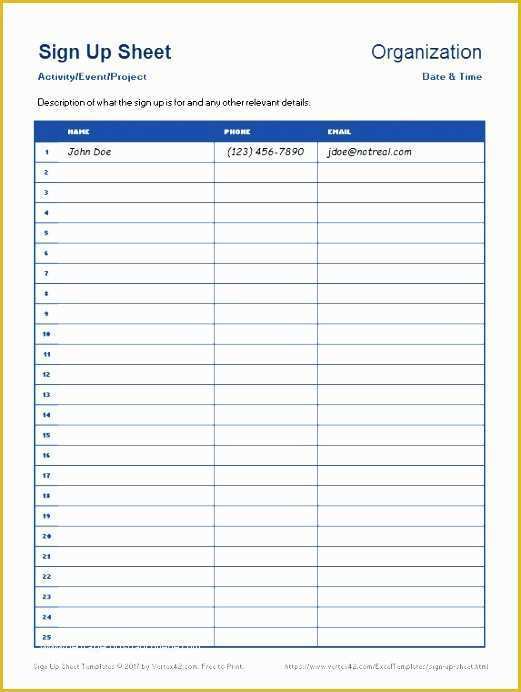 Free Sign Up Sheet Template Of 12 Sign F Sheet Template Excel Exceltemplates