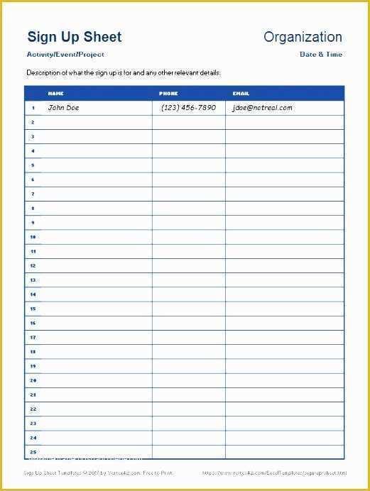 Free Sign Up Sheet Template Of 12 Sign F Sheet Template Excel Exceltemplates
