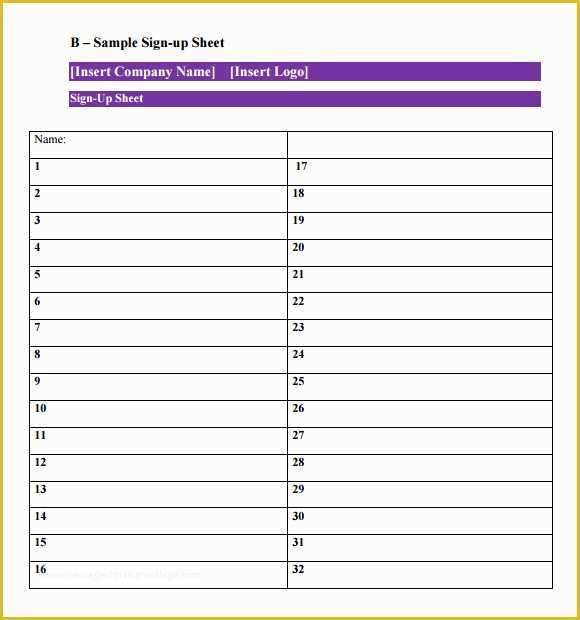 Free Sign Up Sheet Template Of 13 Sign Up Sheet Samples