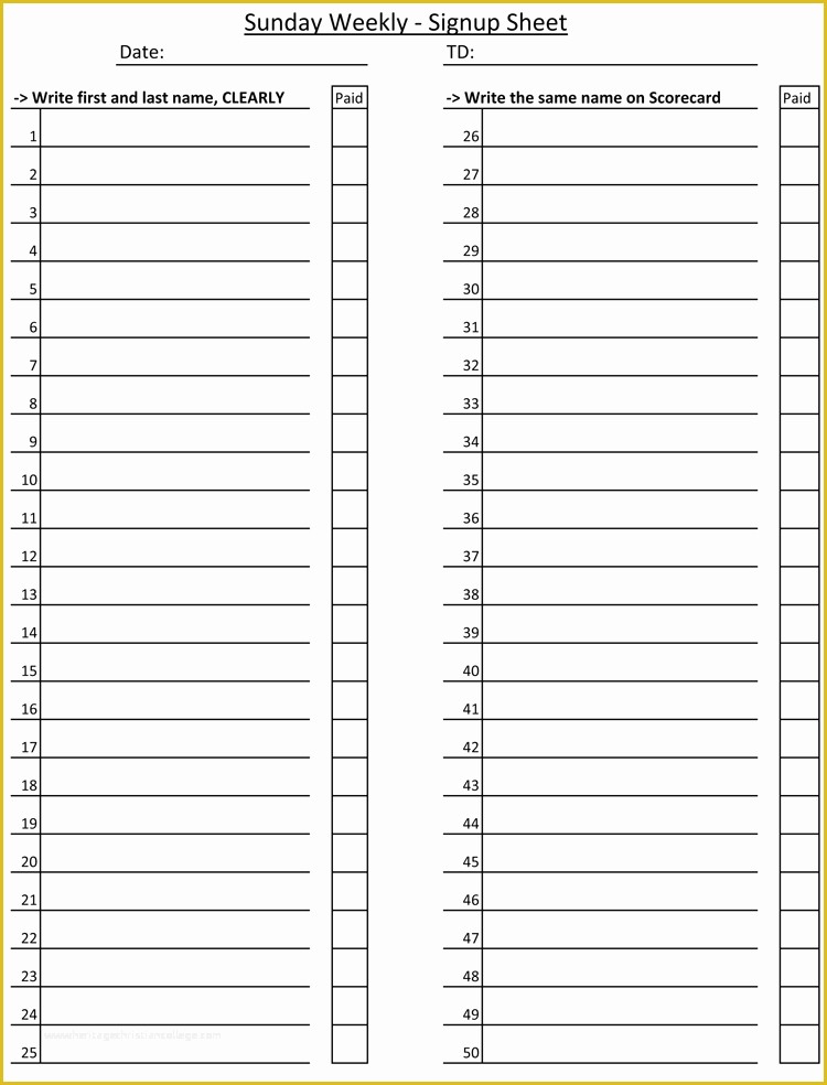 Free Sign Up Sheet Template Of 26 Free Sign Up Sheet Templates Excel &amp; Word