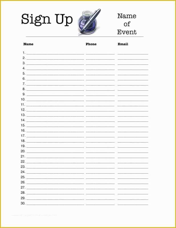 Free Sign Up Sheet Template Of 4 Excel Sign Up Sheet Templates Excel Xlts