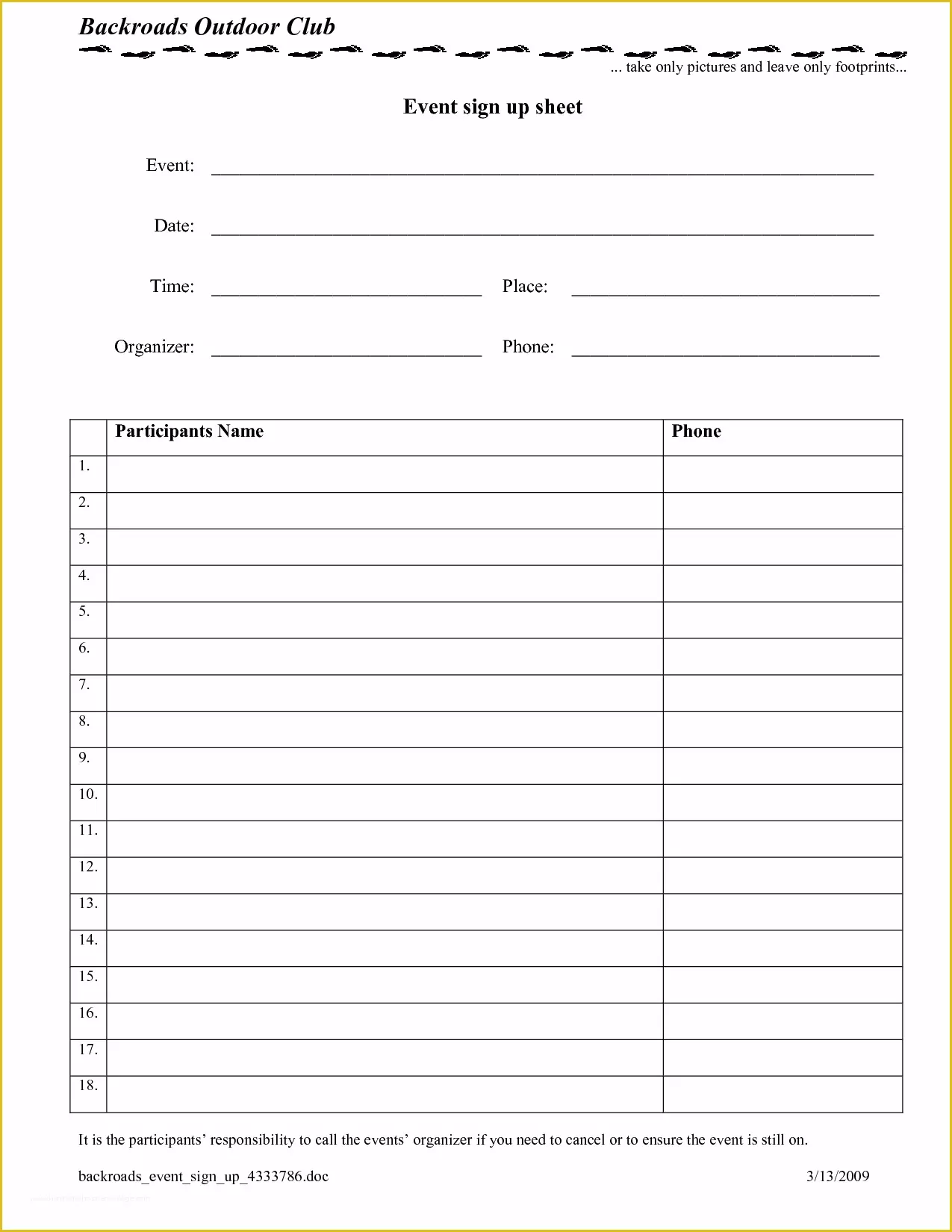 Free Sign Up Sheet Template Of Blank Sign Up Sheets as Well Free with In Sheet Template