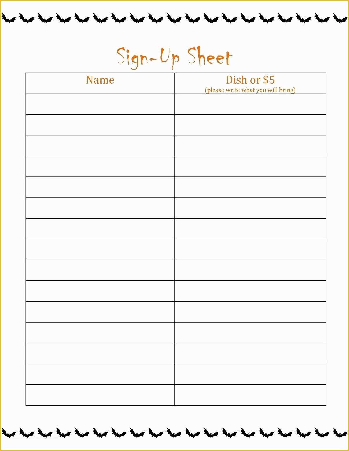 Free Sign Up Sheet Template Of Free Printable Sign Up Sheet Printable