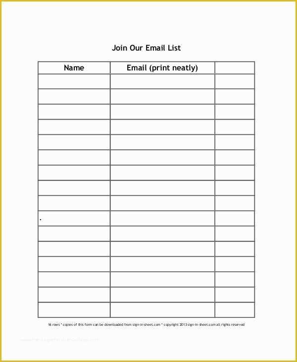 Free Sign Up Sheet Template Of Sign Up Sheet Template