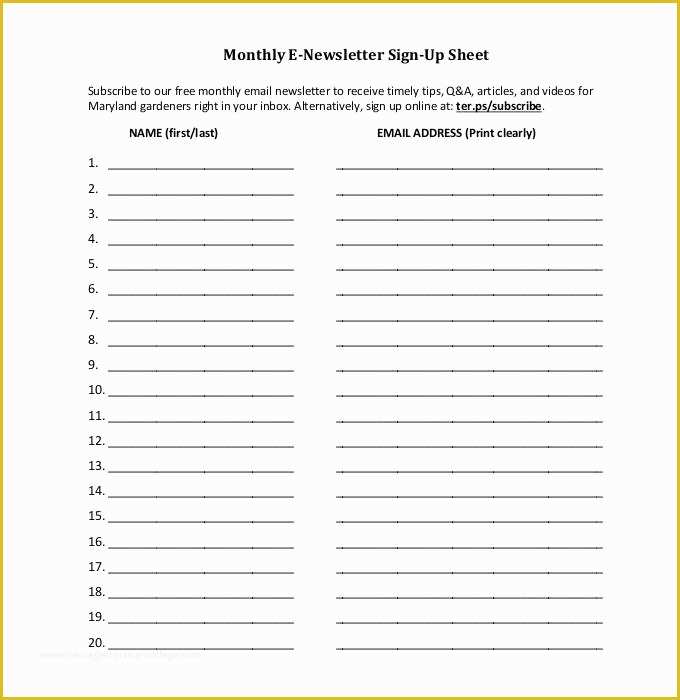 Free Sign Up Sheet Template Of Sign Up Sheets 58 Free Word Excel Pdf Documents