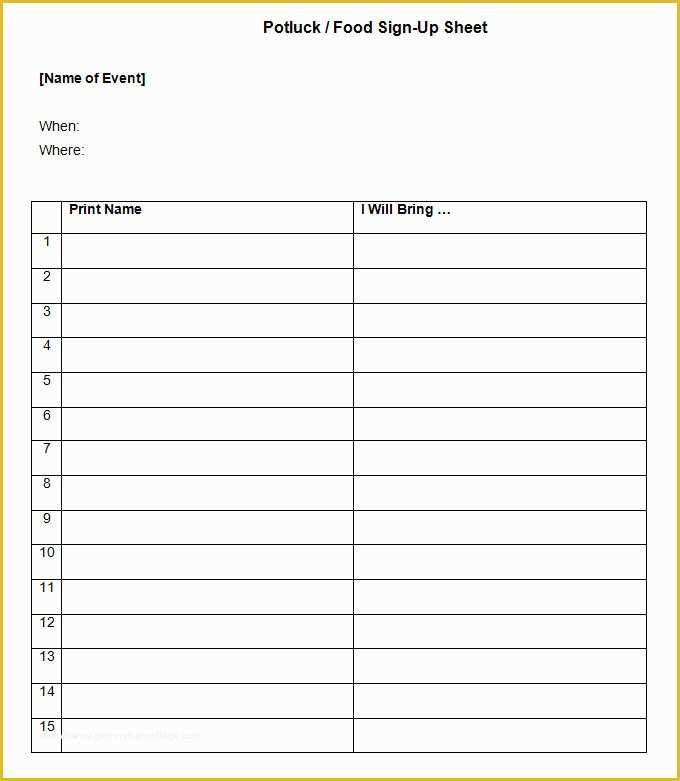 Free Sign Up Sheet Template Of Sign Up Sheets 58 Free Word Excel Pdf Documents