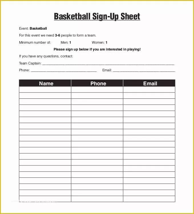 Free Sign Up Sheet Template Of Sign Up Sheets 58 Free Word Excel Pdf Documents