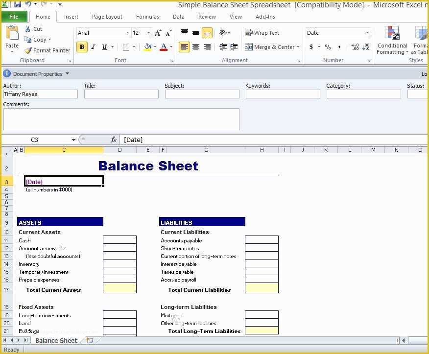 Free Simple Balance Sheet Template Of Simple Balance Sheet Template for Excel