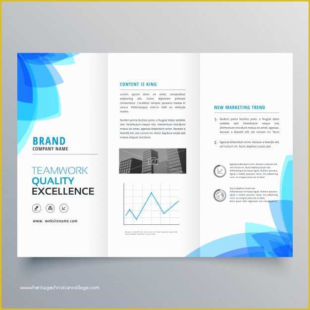 Free Simple Brochure Templates Of Trifold Brochure Template Design with Abstract Blue Shapes