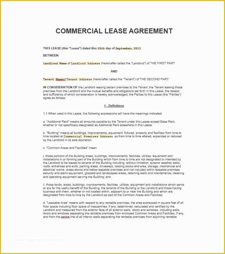Free Simple Commercial Lease Agreement Template Of 26 Free Mercial Lease Agreement Templates Template Lab