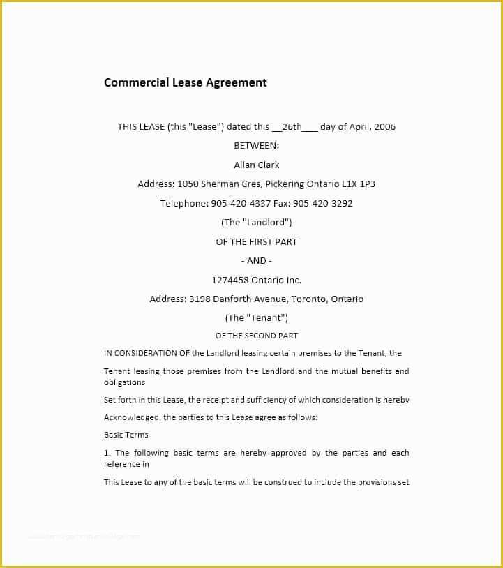 Free Simple Commercial Lease Agreement Template Of 26 Free Mercial Lease Agreement Templates Template Lab