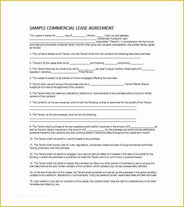 Free Simple Commercial Lease Agreement Template Of 26 Free Mercial Lease Agreement Templates Template Lab