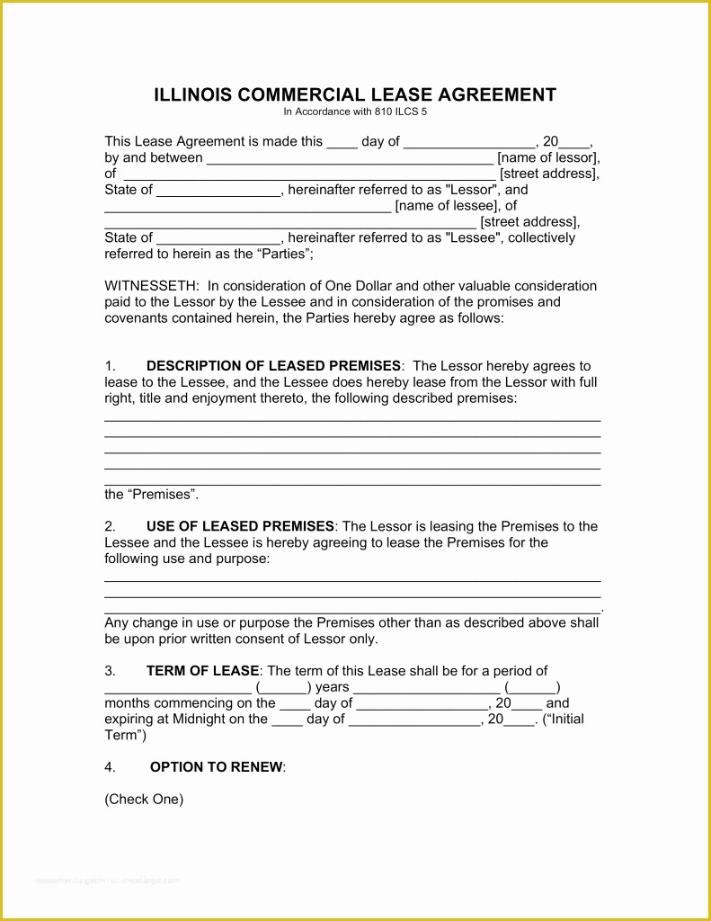 Free Simple Commercial Lease Agreement Template Of Free Illinois Mercial Lease Agreement Template Pdf