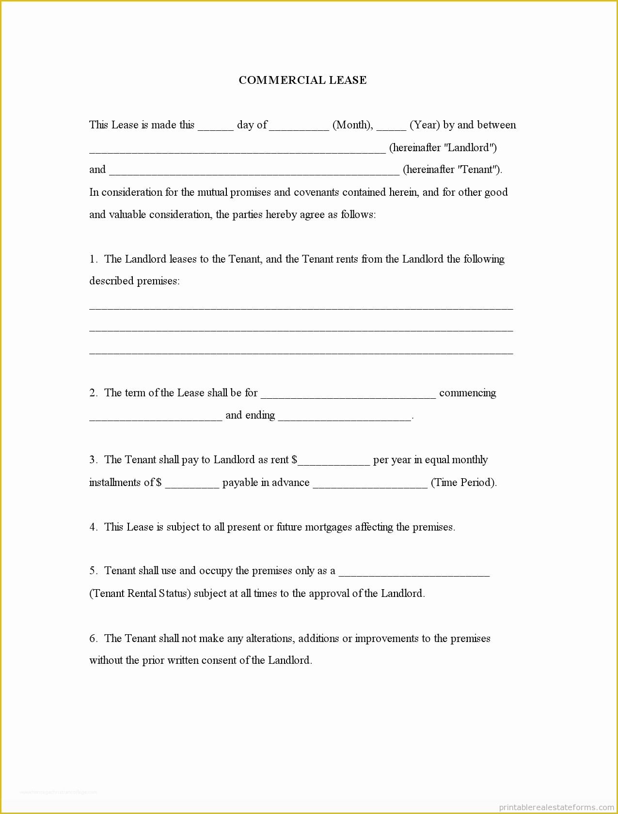 Free Simple Commercial Lease Agreement Template Of Free Mercial Lease Agreement forms to Print Template