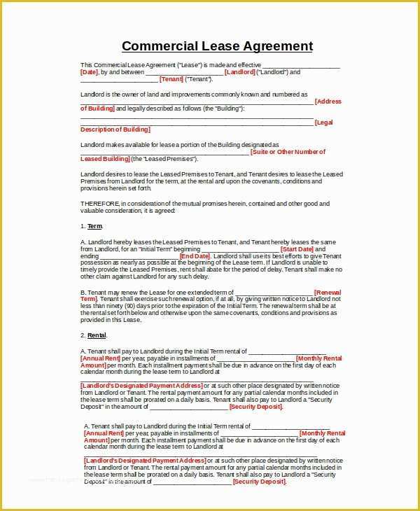 Free Simple Commercial Lease Agreement Template Of Mercial Lease Agreement 10 Free Pdf Word Documents