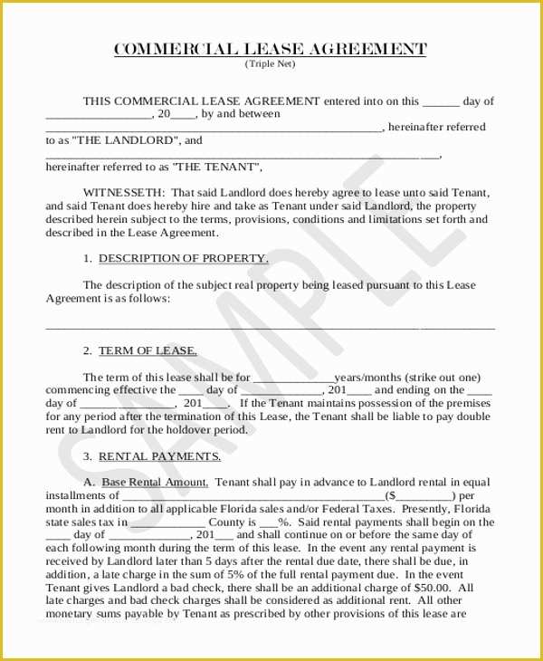 Free Simple Commercial Lease Agreement Template Of Sample Mercial Lease Agreement form 9 Free Documents