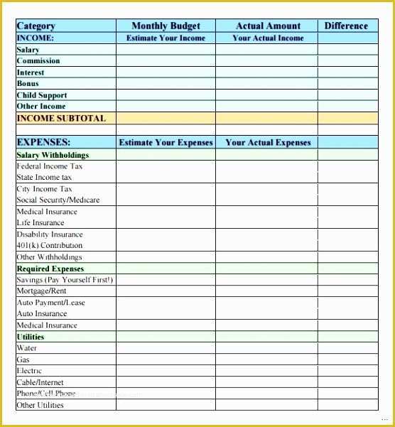 Free Simple Monthly Household Budget Template Of 6 Basic Monthly Bud Template Tryae