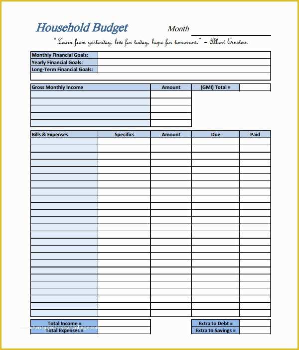 55 Free Simple Monthly Household Budget Template