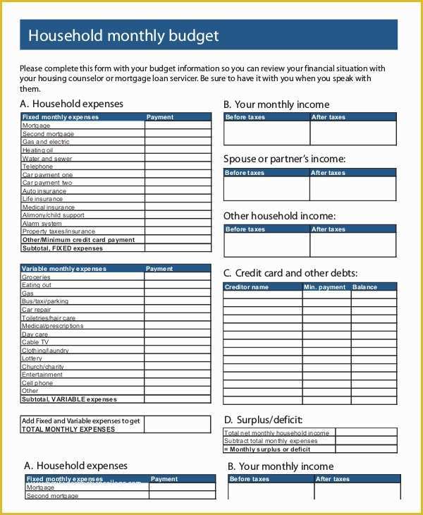 Free Simple Monthly Household Budget Template Of Printable Monthly Bud Template 21 Free Excel Pdf