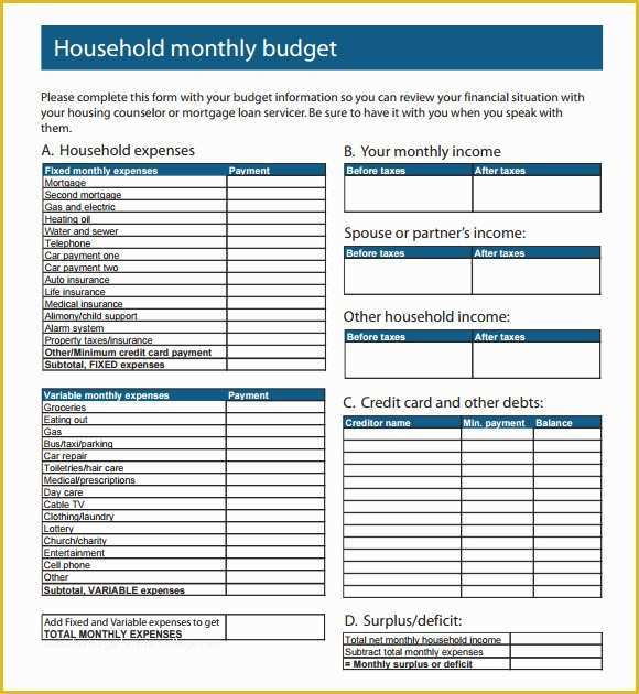 Free Simple Personal Budget Template Of 10 Monthly Bud Samples