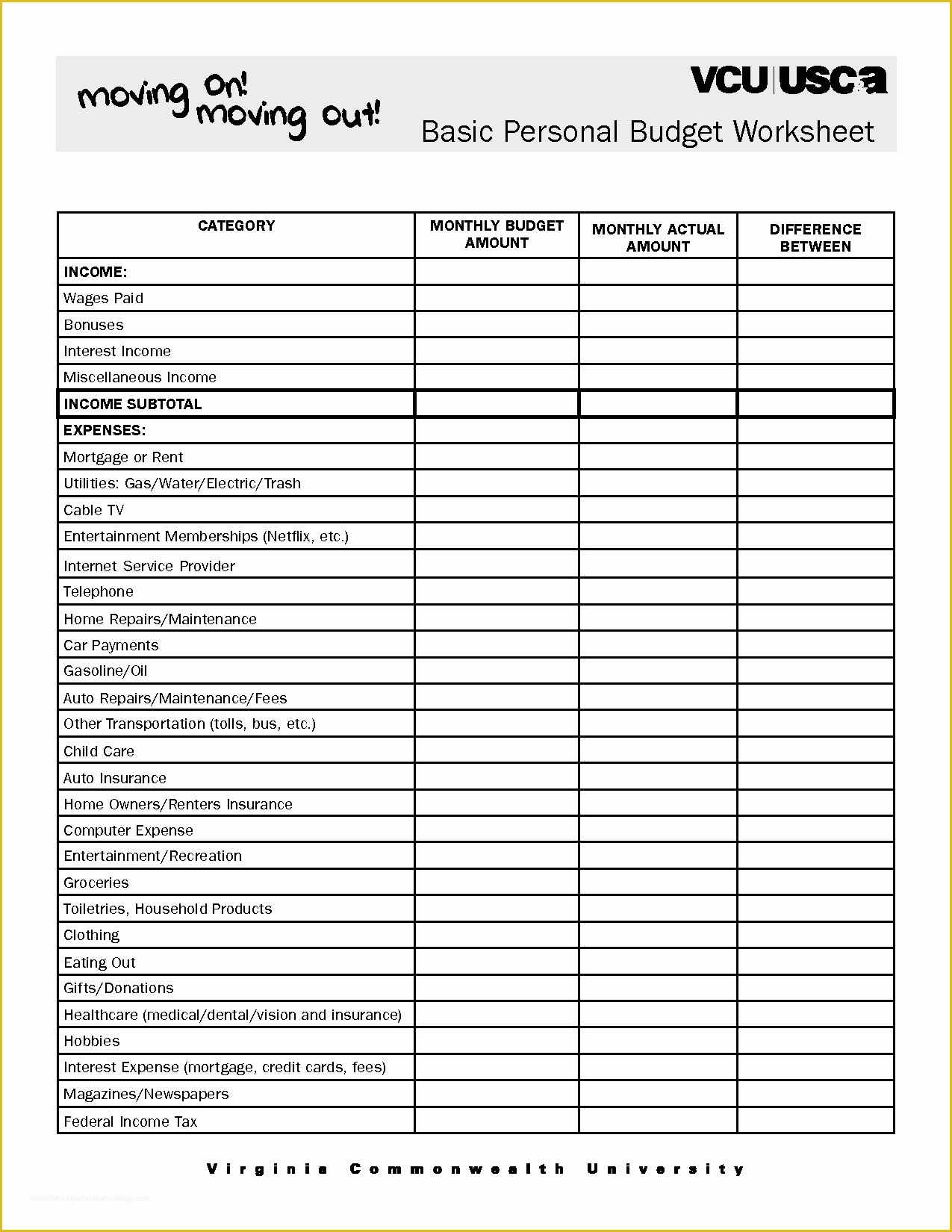 Free Simple Personal Budget Template Of 7 Best Of Basic Monthly Bud Worksheet Printable