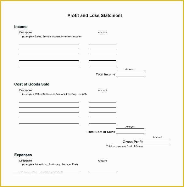 Free Simple Profit and Loss Template for Self Employed Of Free Simple Profit Loss Statement form and A Template for