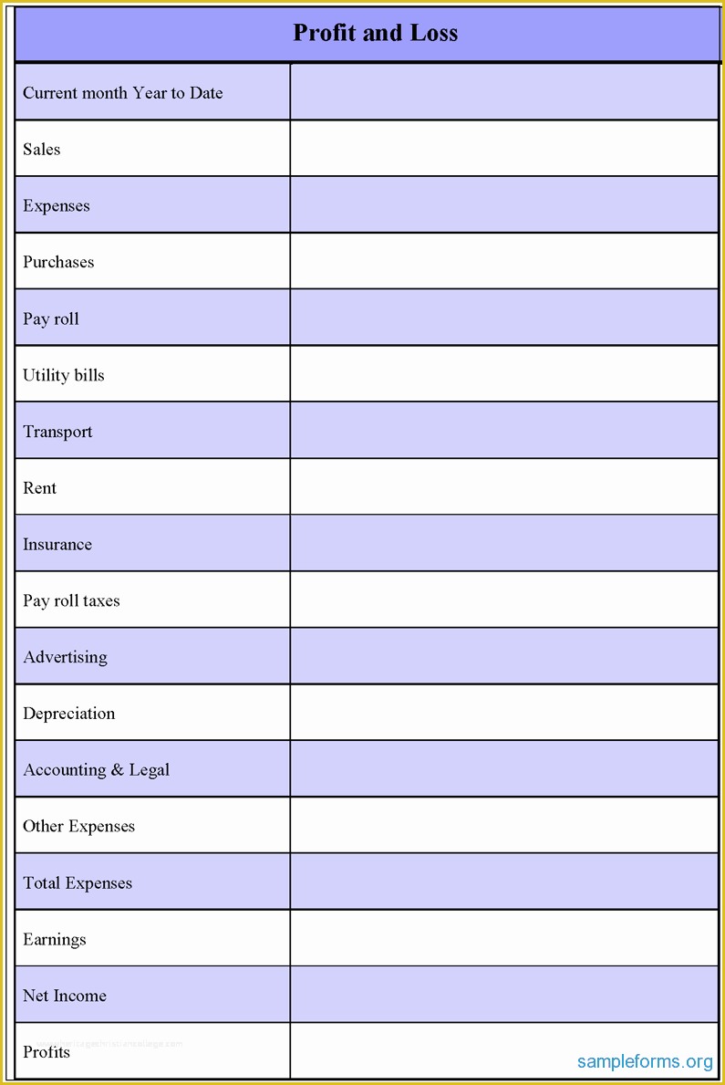 Free Simple Profit and Loss Template for Self Employed Of Profit and Loss form Sample forms