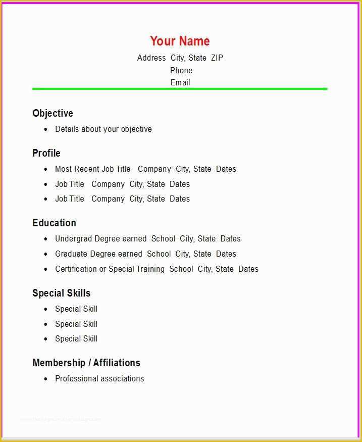 Free Simple Resume Templates Of Basic Resume Templates