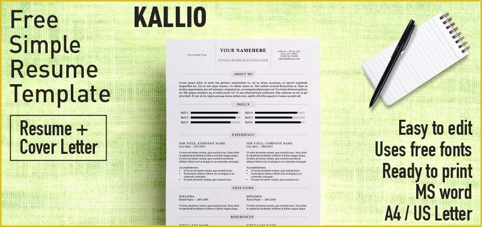 Free Simple Resume Templates Of Kallio Simple Resume Word Template Docx