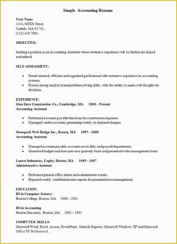 Free Simple Resume Templates Of Simple Resume Template 46 Free Samples Examples