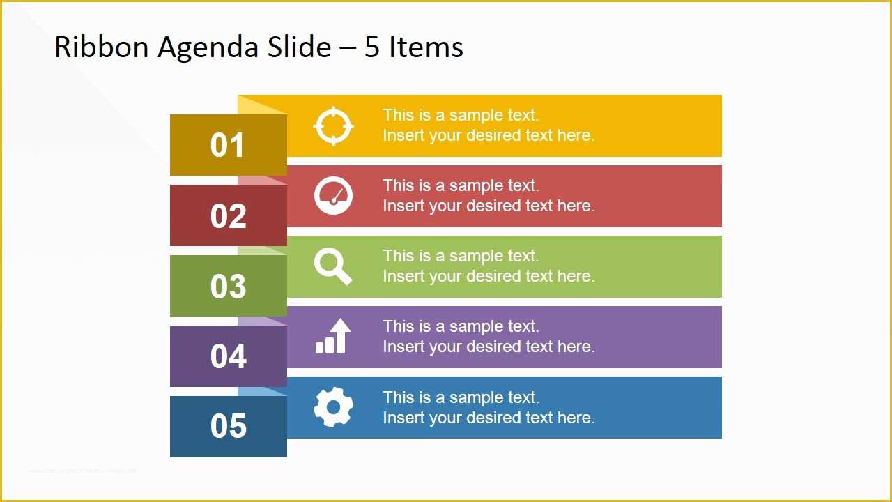 Free Slide Templates Of Narrow Ribbon Design for Presentation Agenda Slides