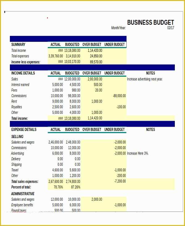 Free Small Business Budget Template Excel Of 8 Excel Business Bud Templates