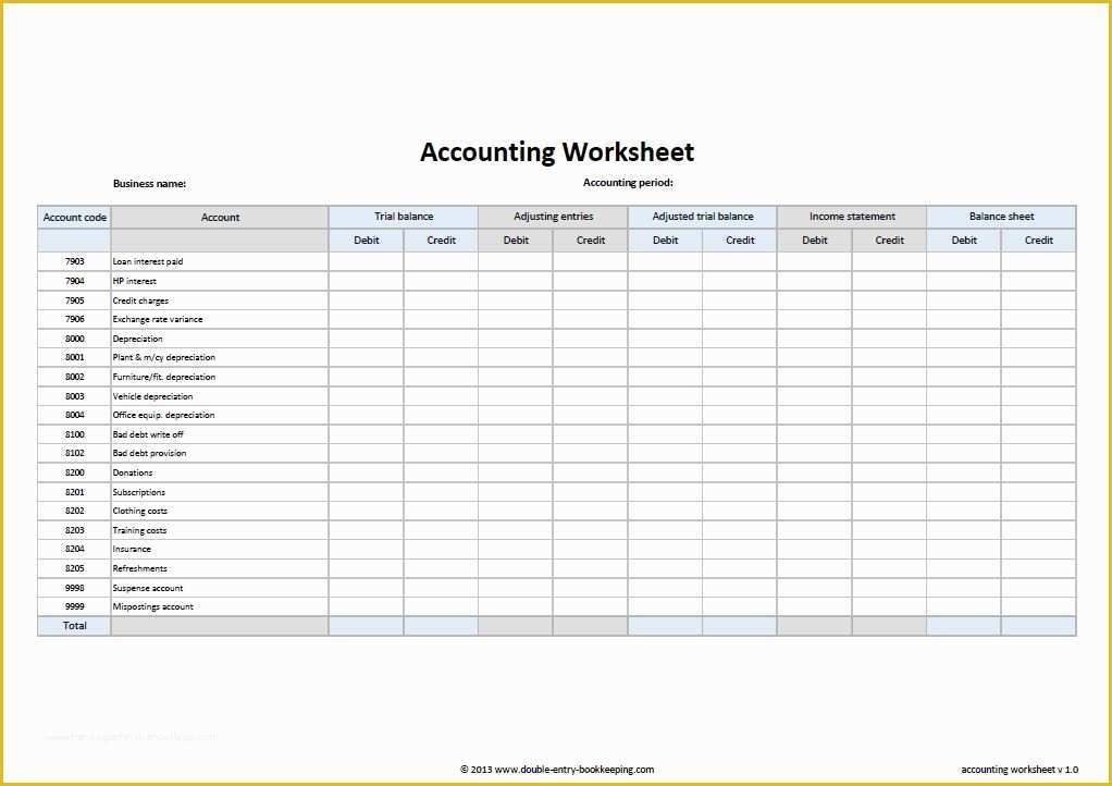 Free Small Business Ledger Template Of Accounting Worksheet Template