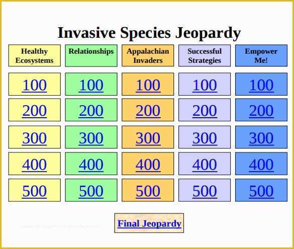 Free Smartboard Game Templates Of Jeopardy Game Template 7 Download Documents In Pdf Ppt