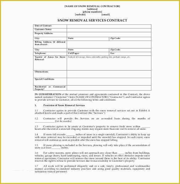 Free Snow Plowing Contracts Templates Of 20 Snow Plowing Contract Templates Google Docs Pdf