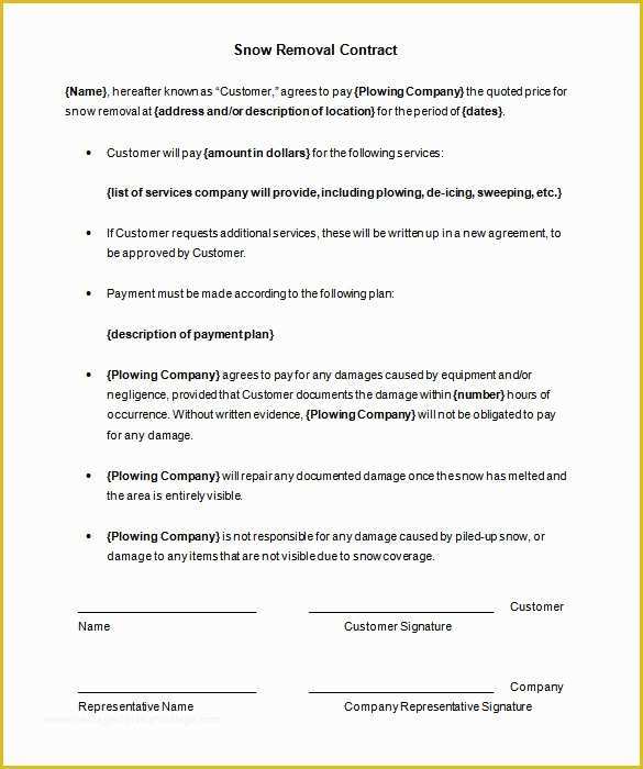 Free Snow Plowing Contracts Templates Of 20 Snow Plowing Contract Templates Google Docs Pdf