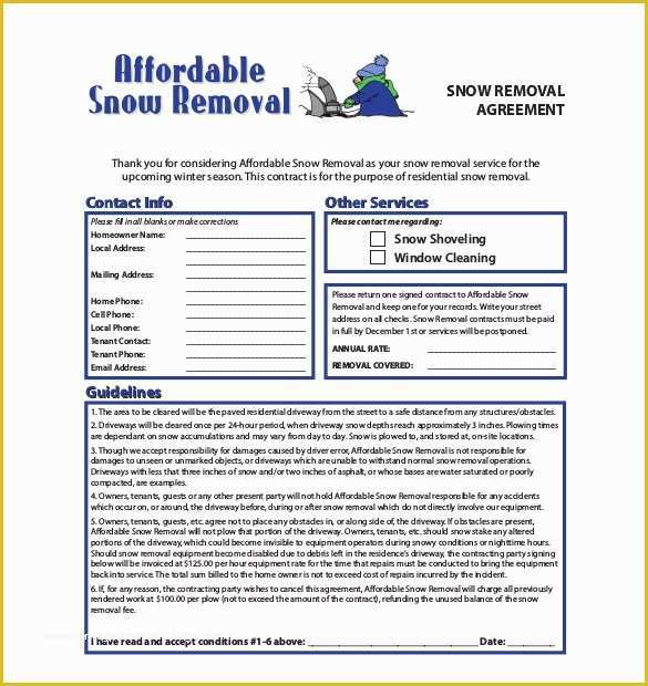 Free Snow Plowing Contracts Templates Of Snow Plowing Contract Template