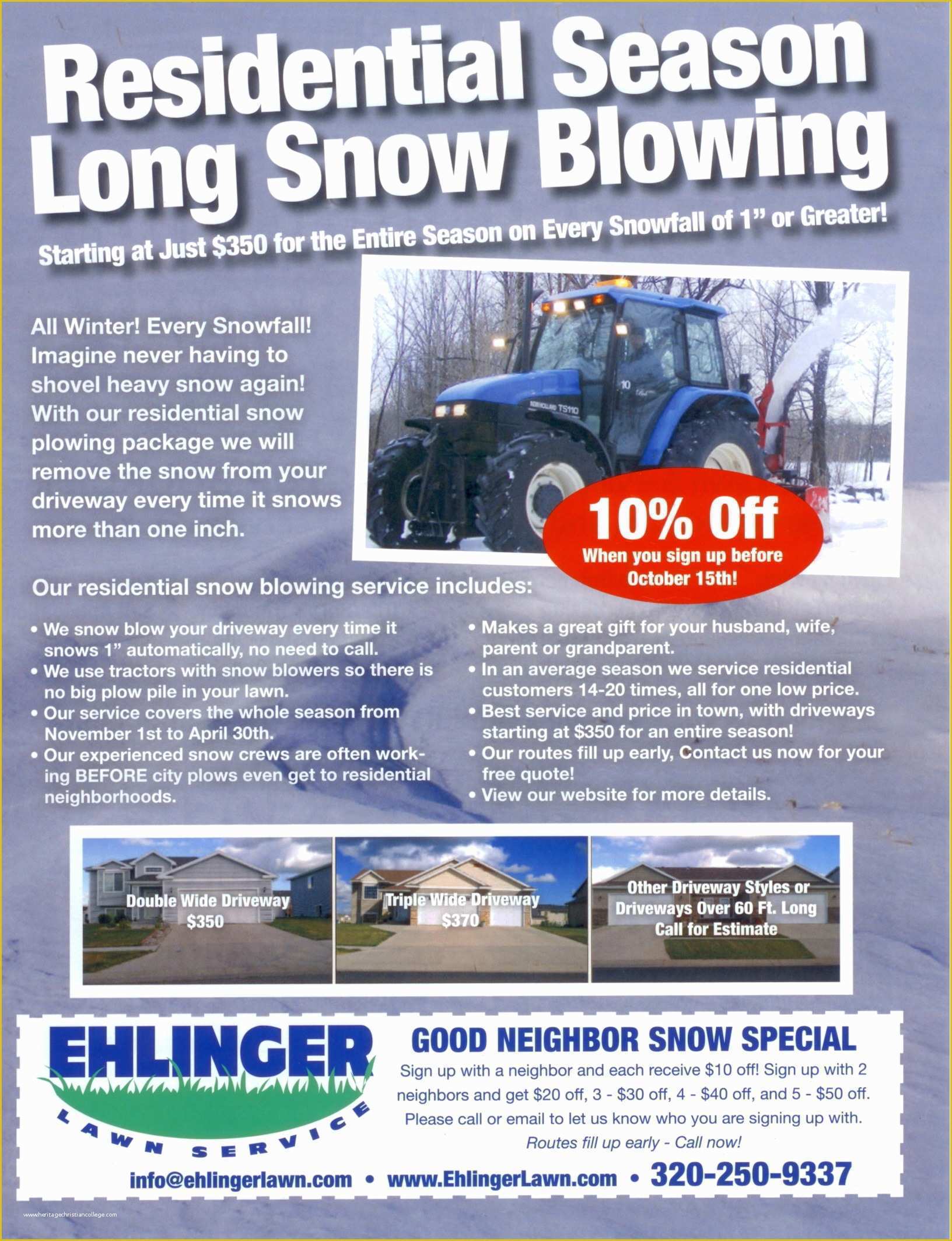 Free Snow Plowing Flyer Template Of Ehlinger Lawn Service