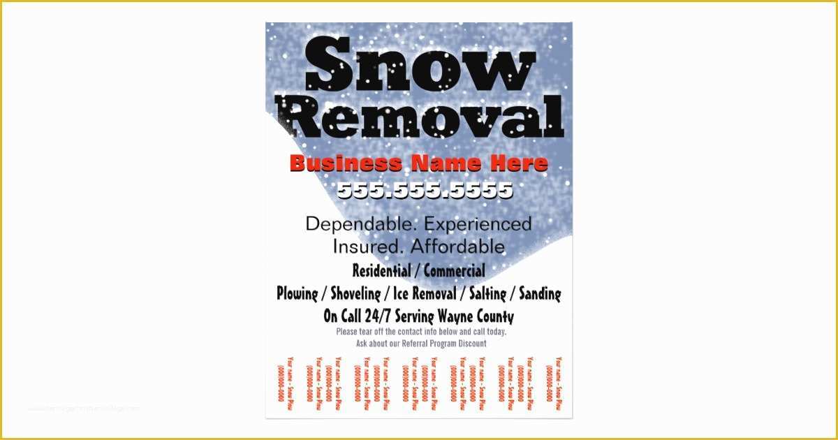 Free Snow Plowing Flyer Template Of Snow Removal Plowing Tear Sheet Template Flyer Design