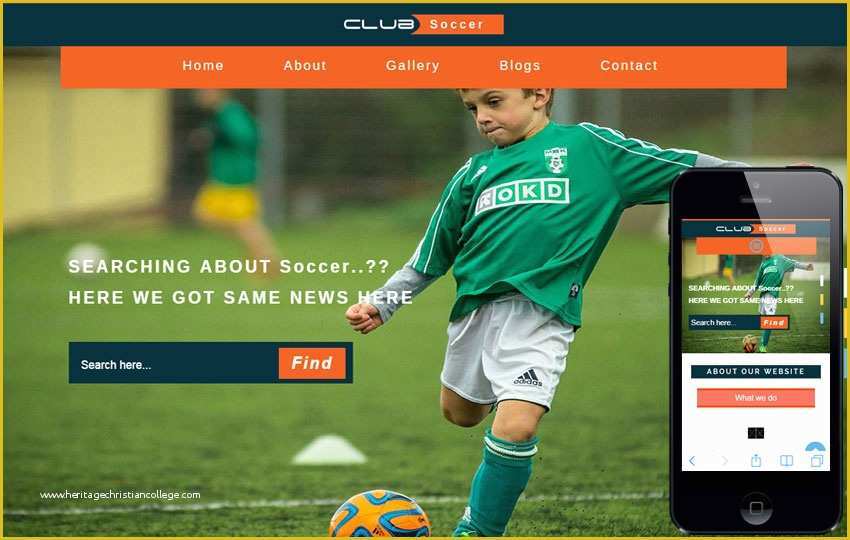 Free soccer Team Photo Templates Of Club soccer A Sports Category Flat Bootstrap Responsive