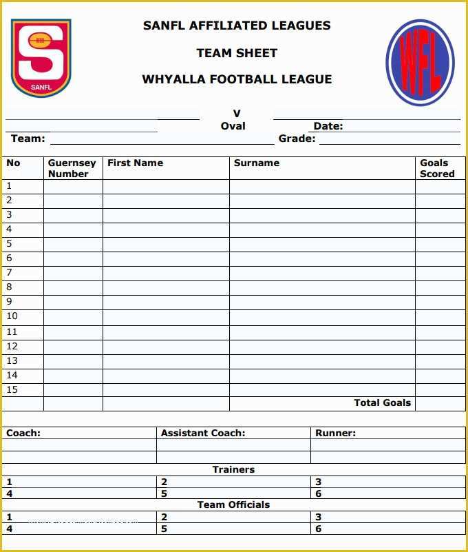 Free soccer Team Photo Templates Of Football Team Sheet Template 4 Pdf