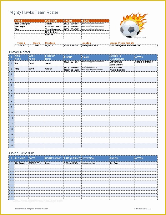 Free soccer Team Photo Templates Of soccer Roster Template for Excel