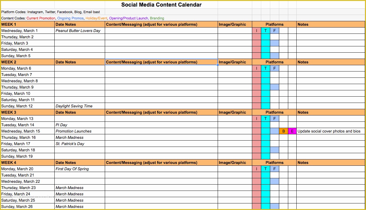 Free social Media Calendar Template Of Creating A Better social Media Content Calendar