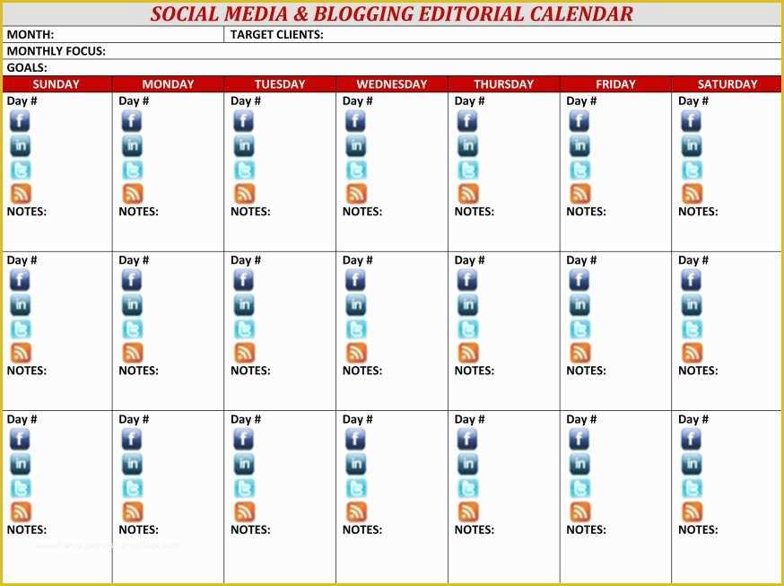 Free social Media Calendar Template Of Editorial social Media Calendar Template