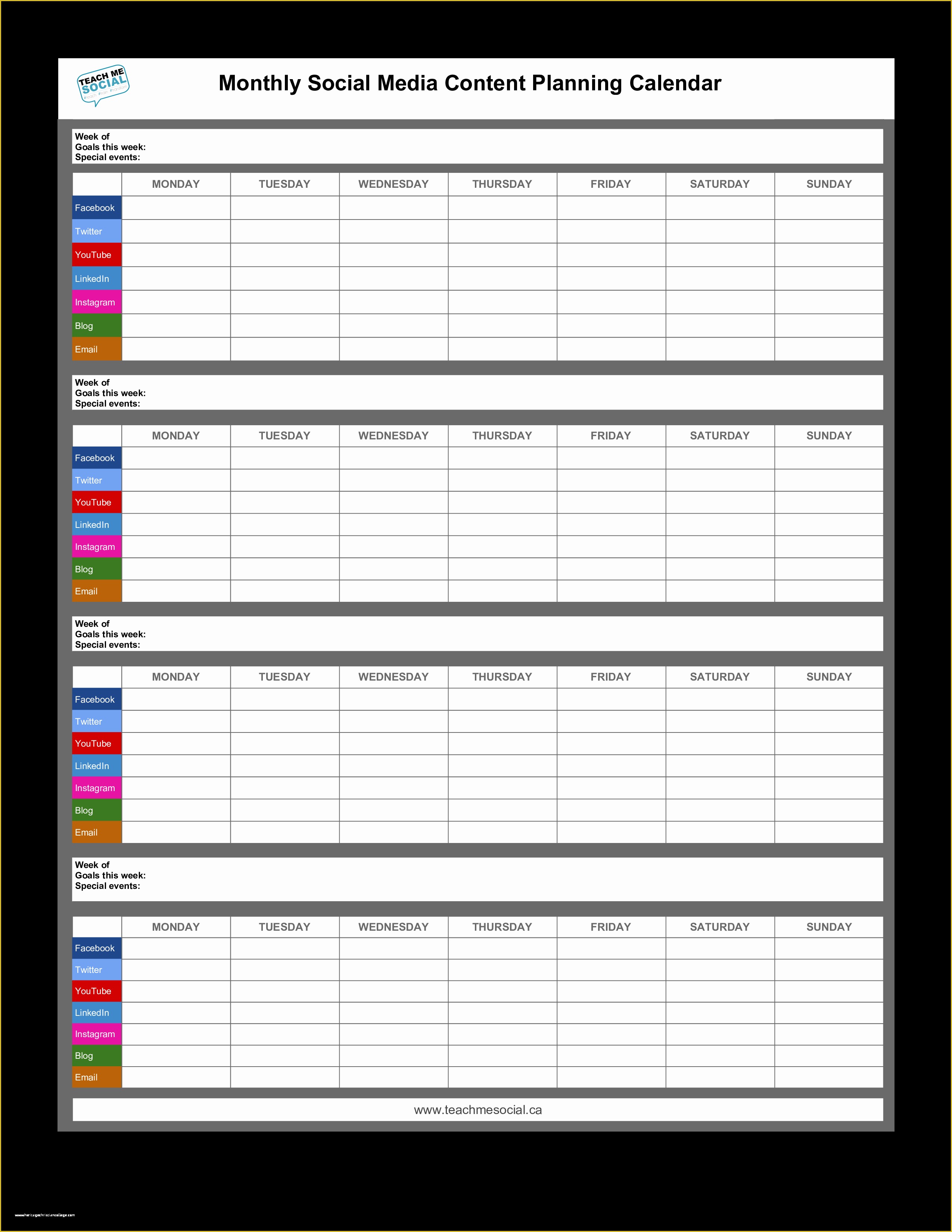 Free social Media Calendar Template Of Free Monthly social Media Calendar