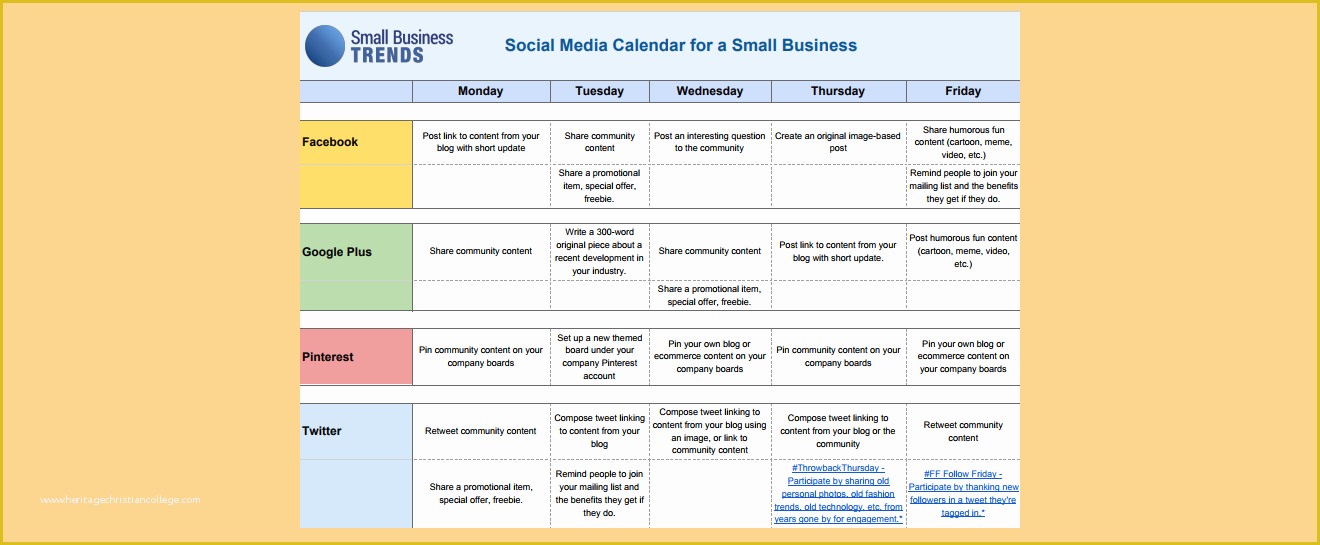 Free social Media Calendar Template Of social Media Calendar Template for Small Business
